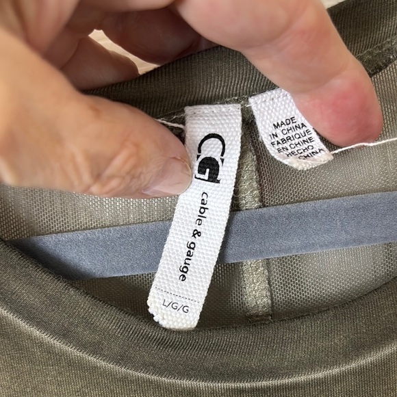 Cable & Gauge Olive Mini Dress Mesh Peek-a-Boo Accents and Hem Size Large - Picture 2 of 9